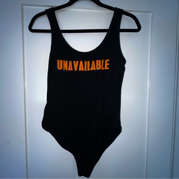 SHEIN Tops - Body suit ‘UNAVAILABLE’ Black Large One Piece Cotton Spandex SHEIN